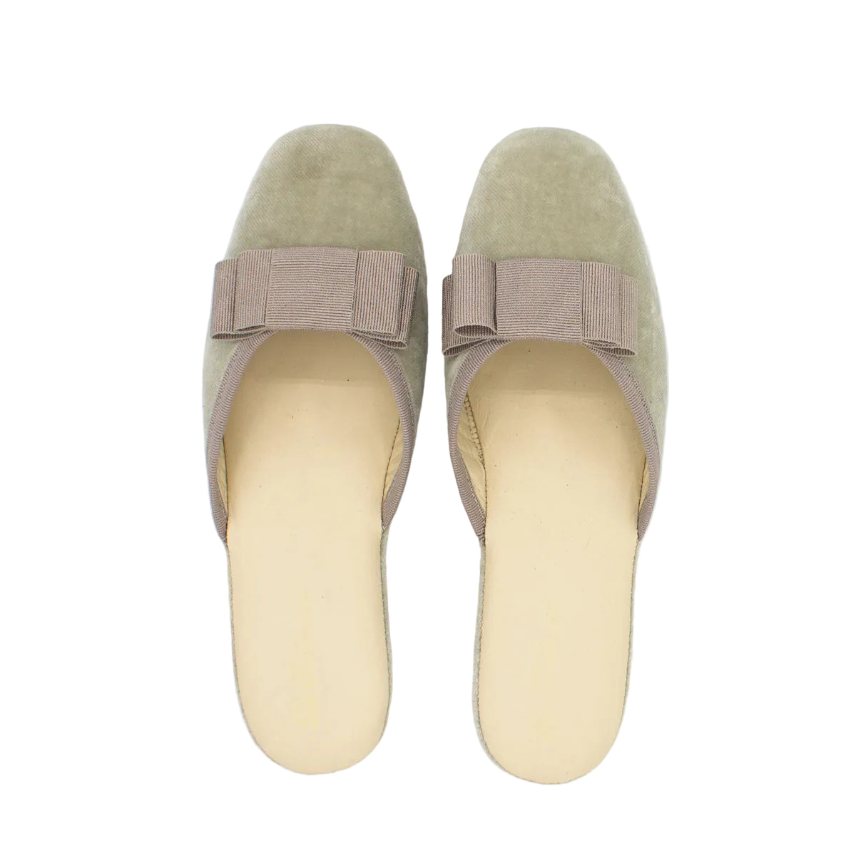 Pantofole aperte donna velluto grigio con fiocco, zeppa 3 cm