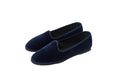Structured blue velvet slippers