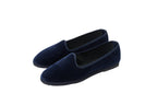Structured blue velvet slippers