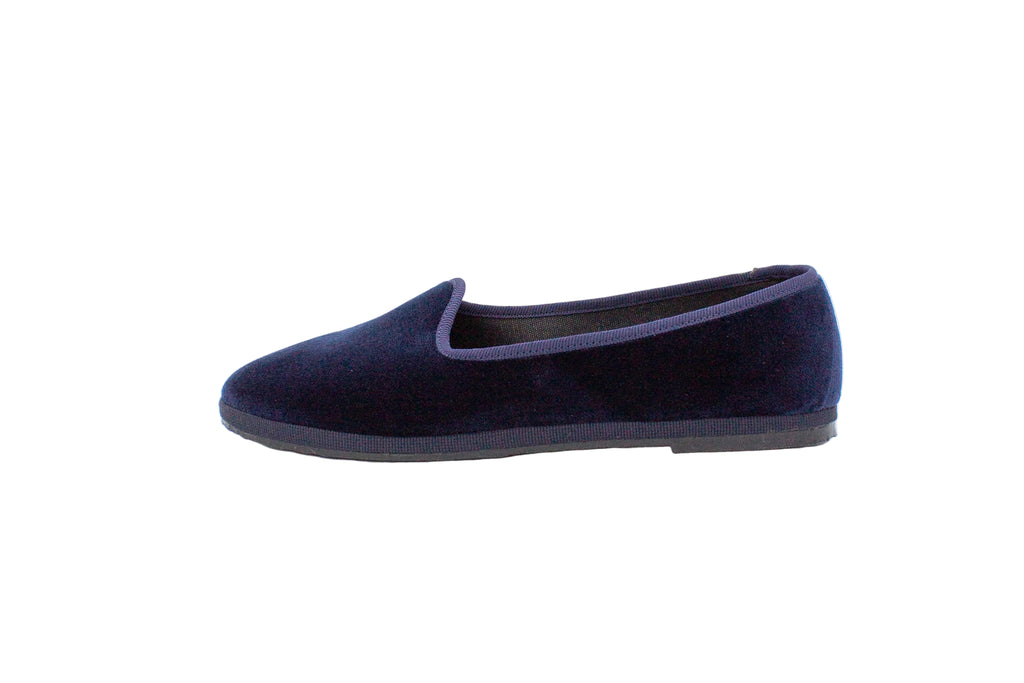 Structured blue velvet slippers