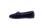 Structured blue velvet slippers