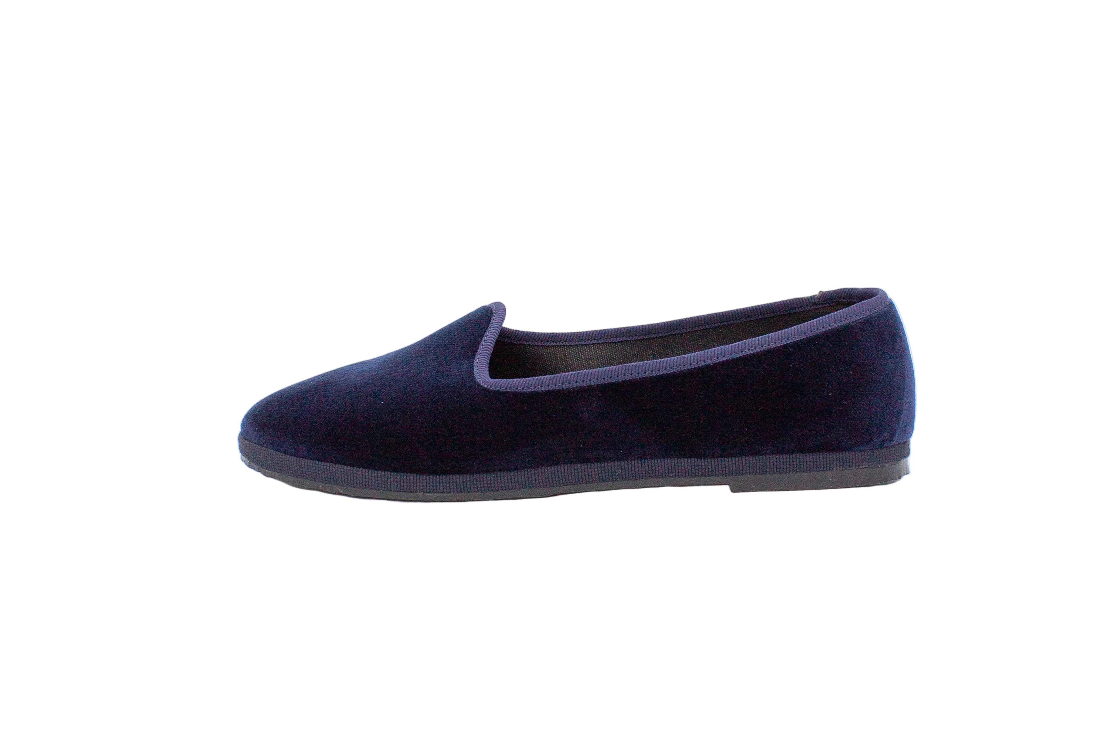 Structured blue velvet slippers