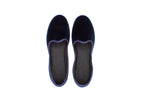 Structured blue velvet slippers
