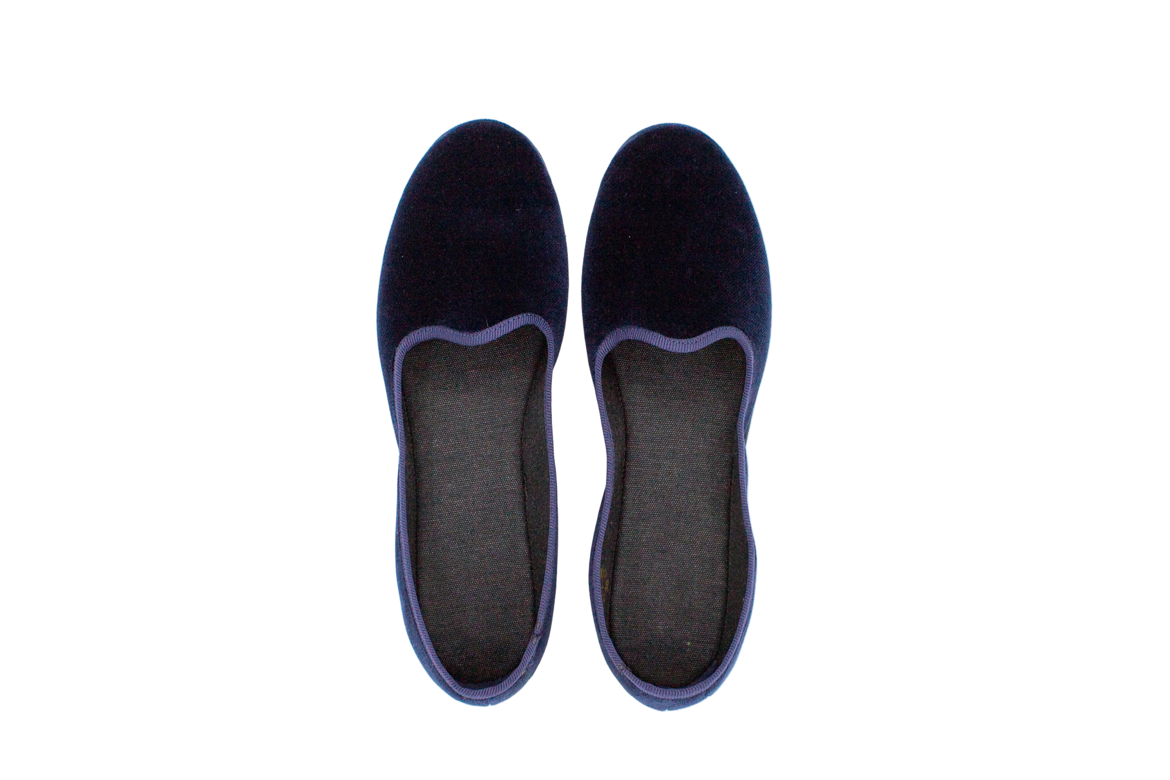 Structured blue velvet slippers