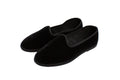 Structured black velvet slippers
