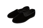 Structured black velvet slippers
