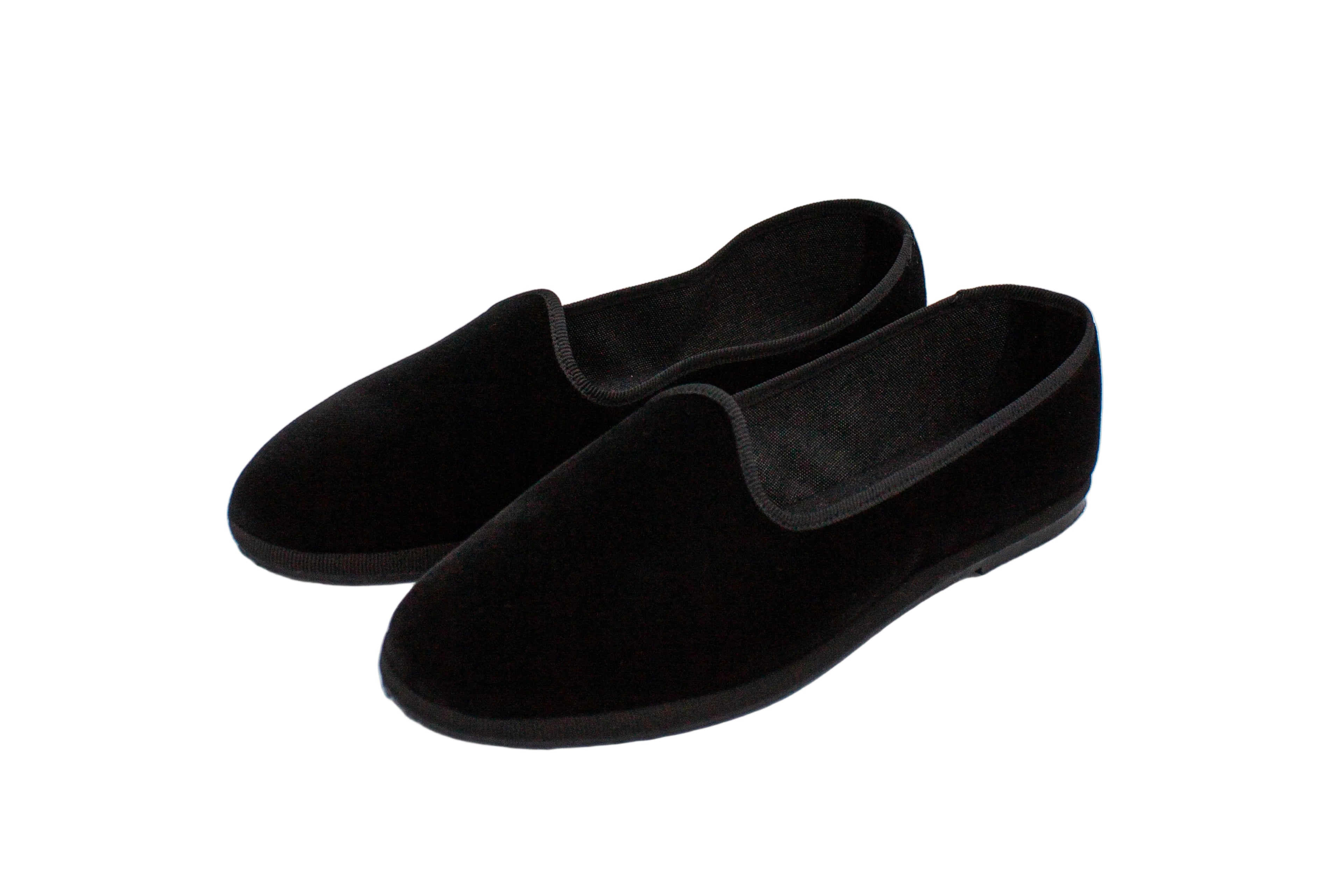 Structured black velvet slippers