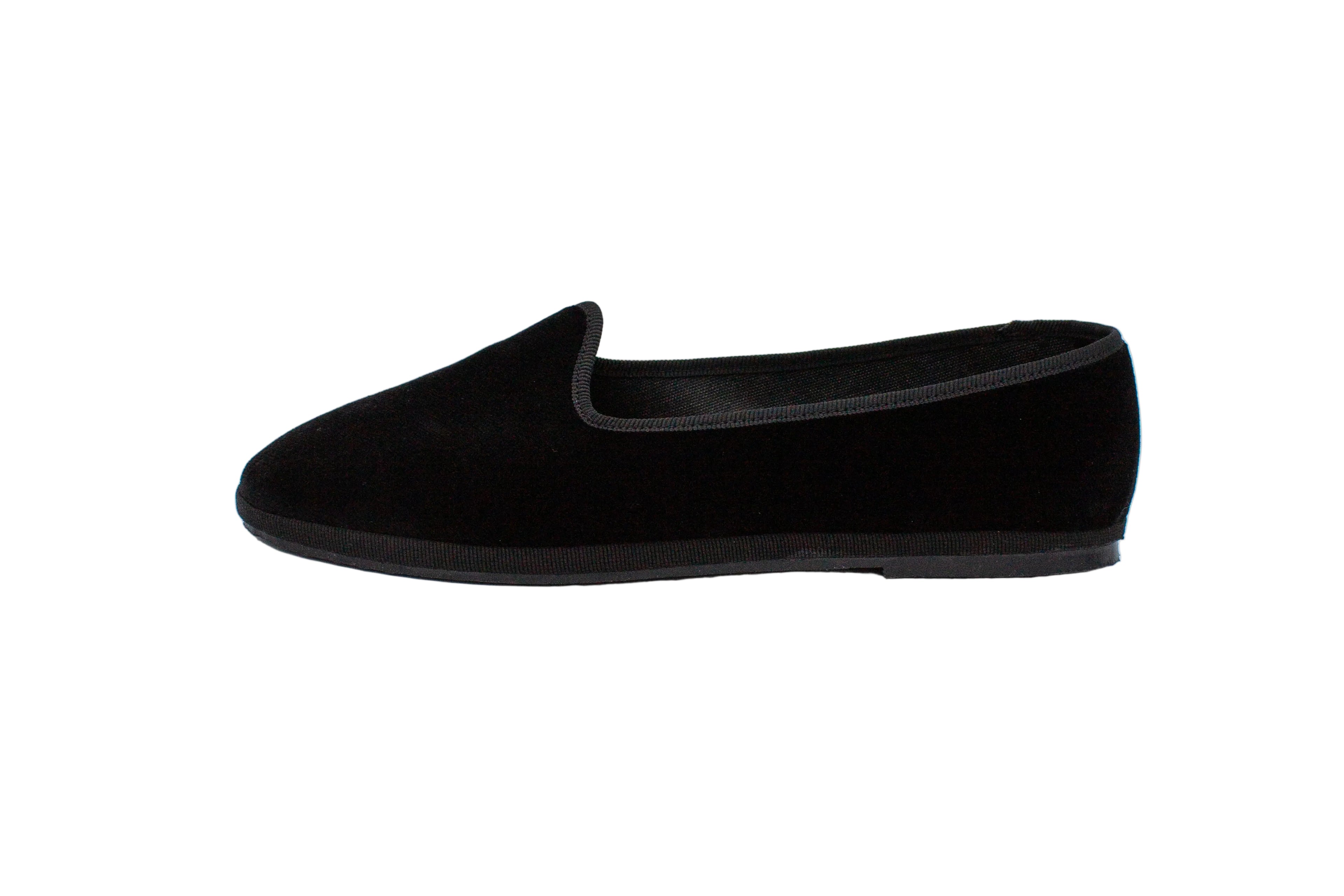 Structured black velvet slippers