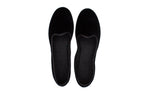 Structured black velvet slippers