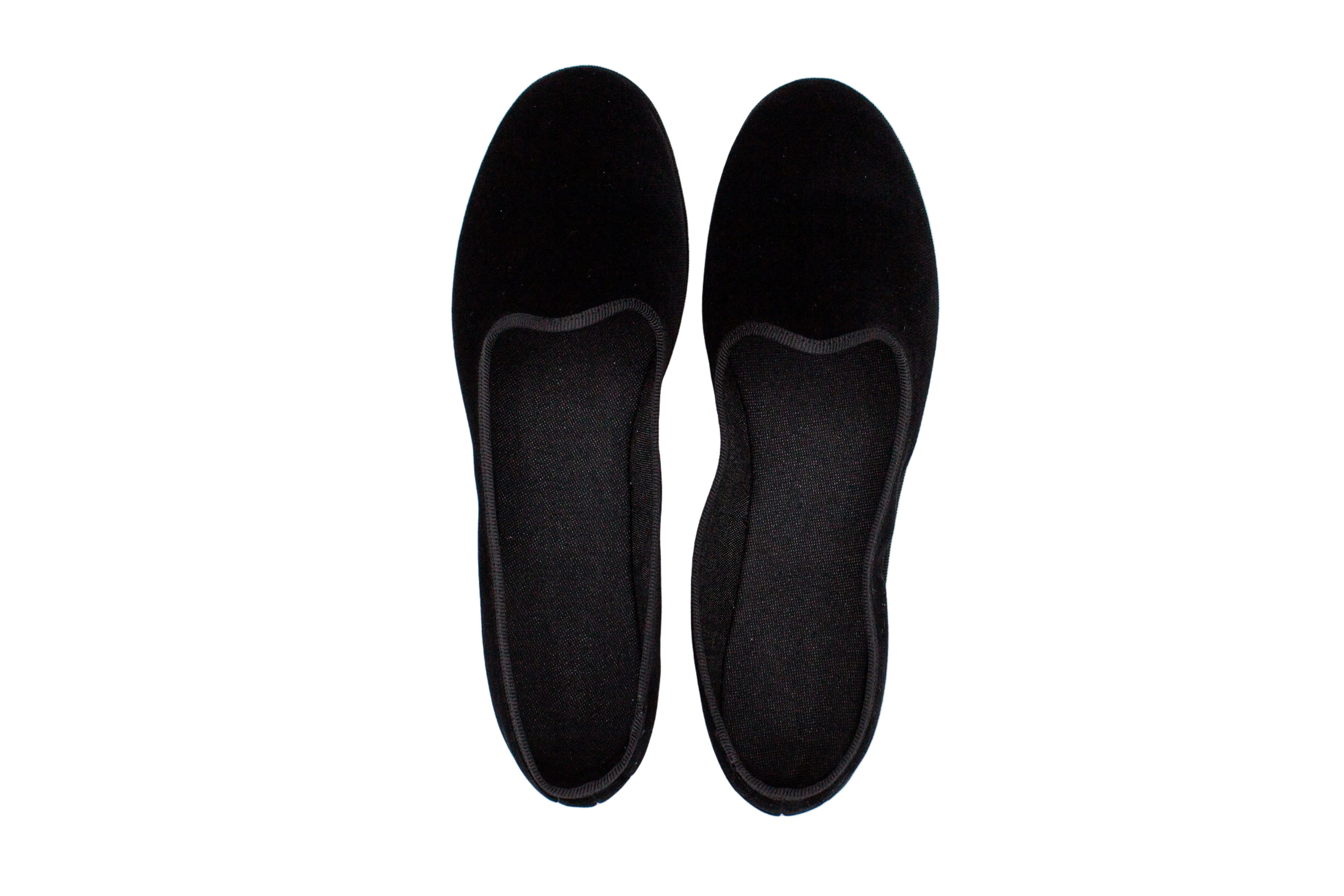 Structured black velvet slippers