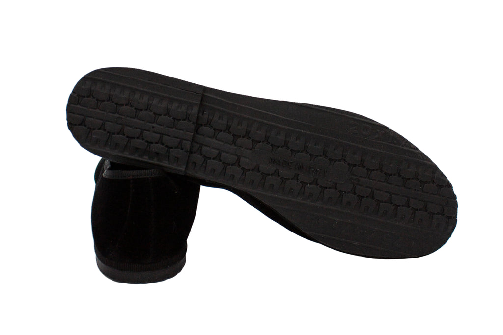 Structured black velvet slippers