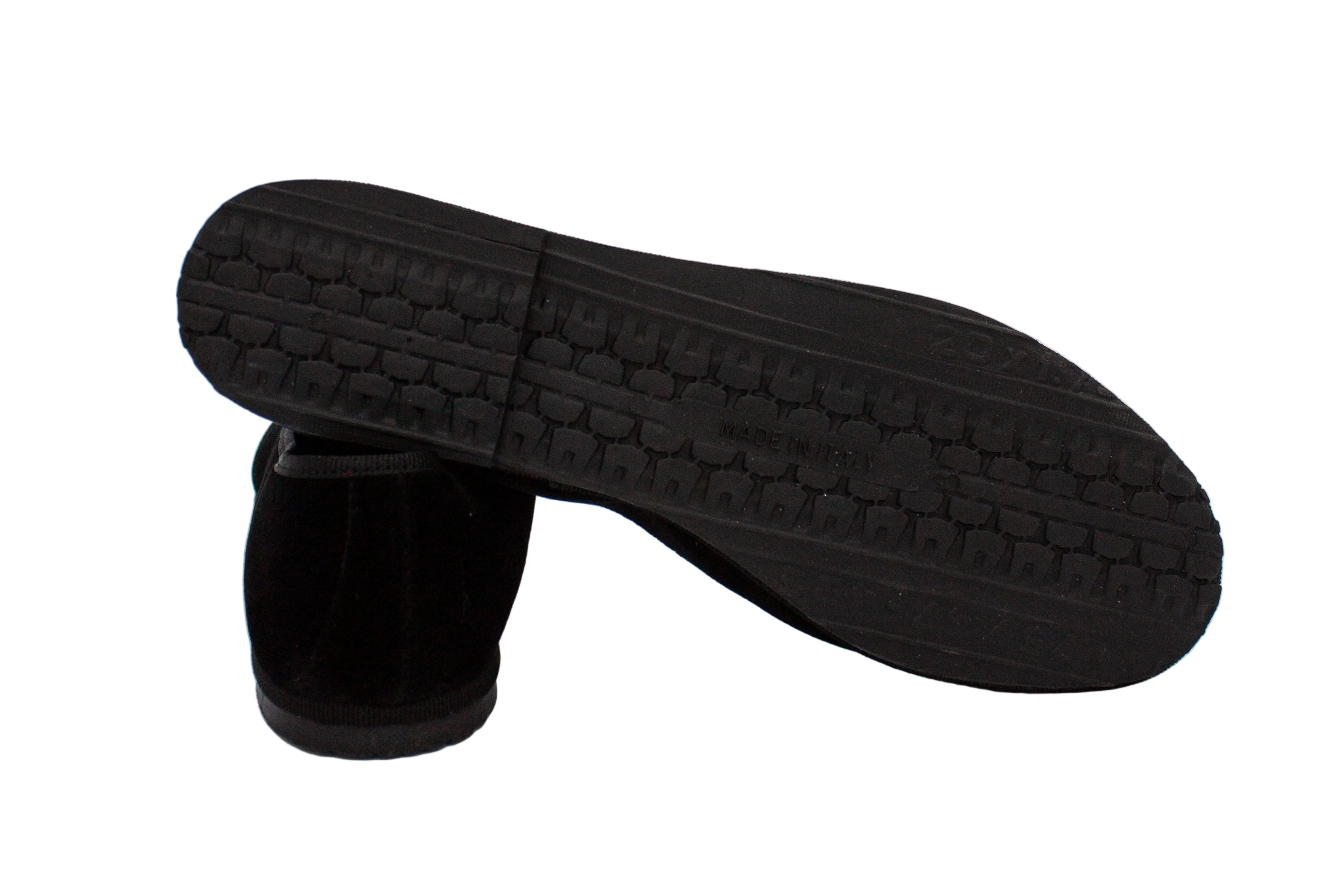 Structured black velvet slippers