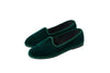 Structured bottle green velvet slippers