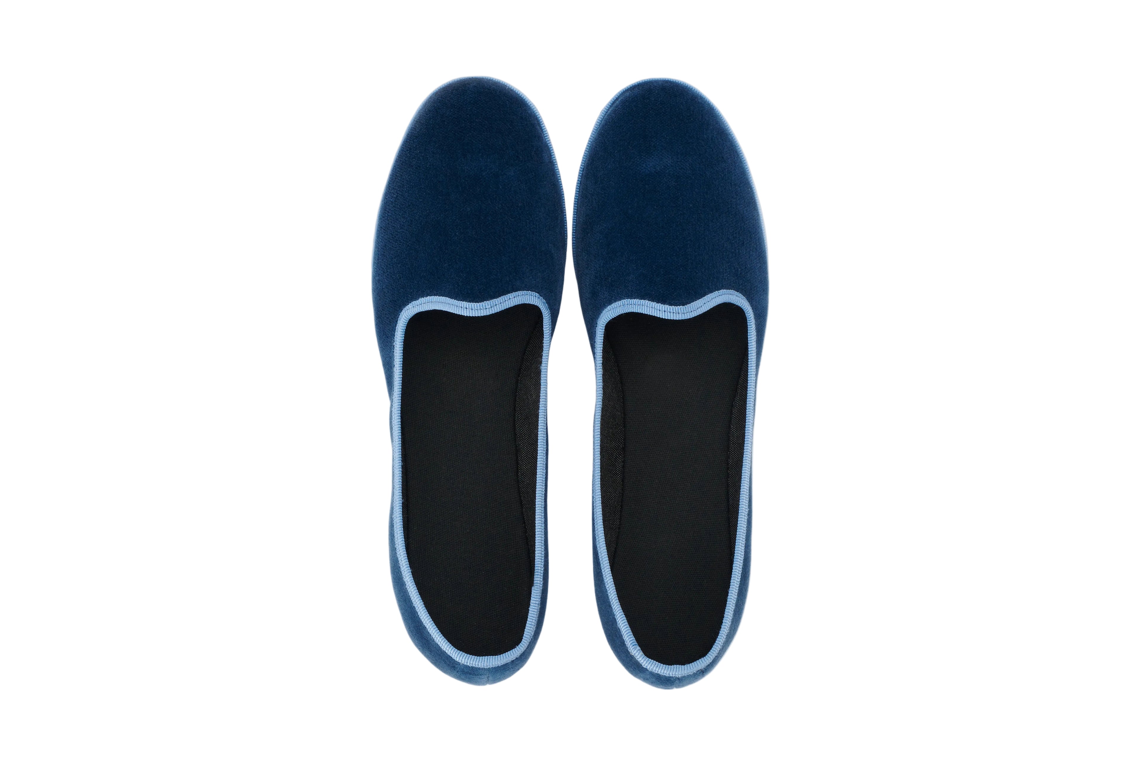 Aviator-sky blue bicolored velvet slippers