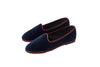 Friulane bicolore in velluto blu-bordeaux