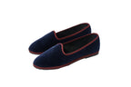 Friulane bicolore in velluto blu-bordeaux