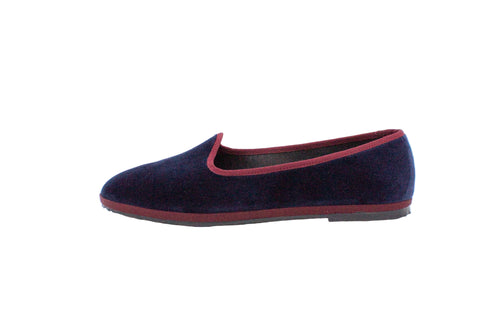 Friulane bicolore in velluto blu-bordeaux