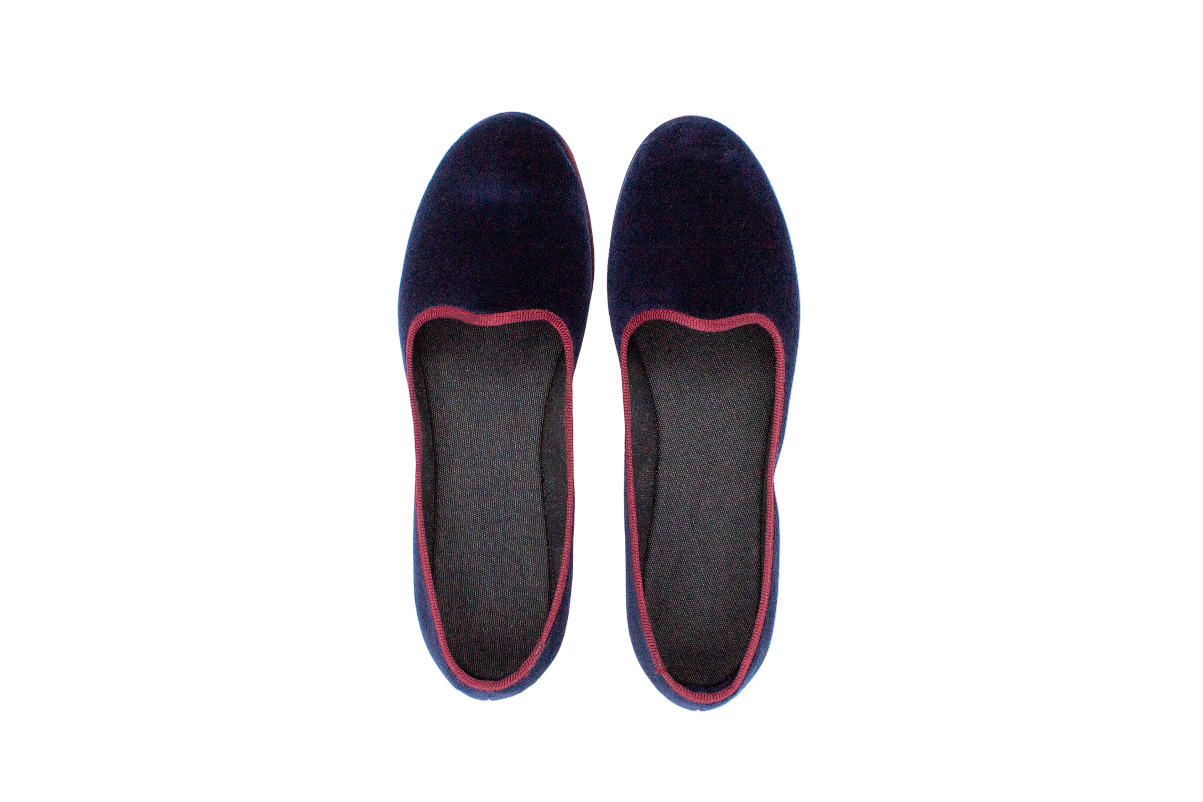 Friulane bicolore in velluto blu-bordeaux