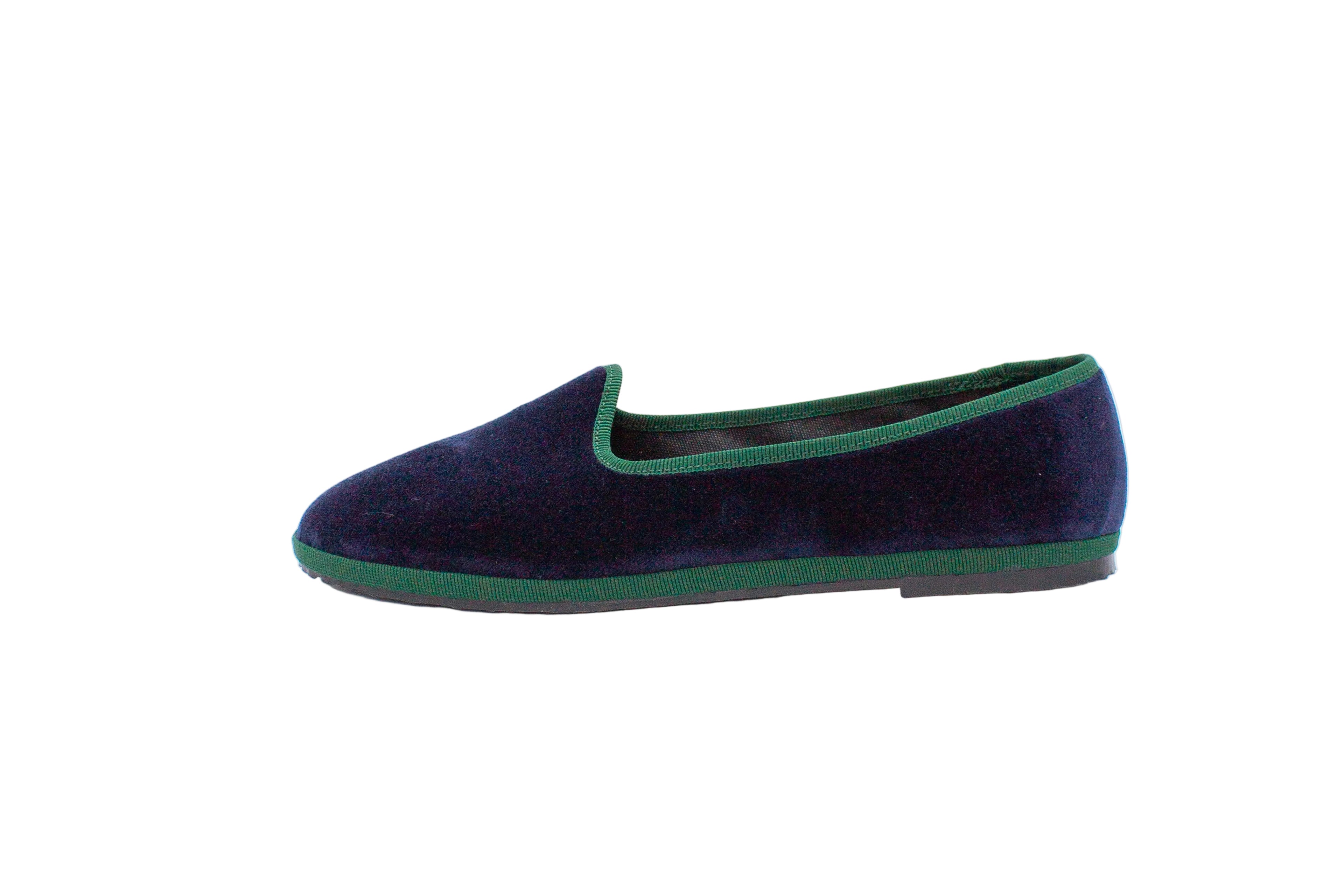 Blue-green bicolored velvet slippers