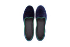 Blue-green bicolored velvet slippers