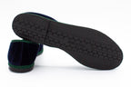 Blue-green bicolored velvet slippers