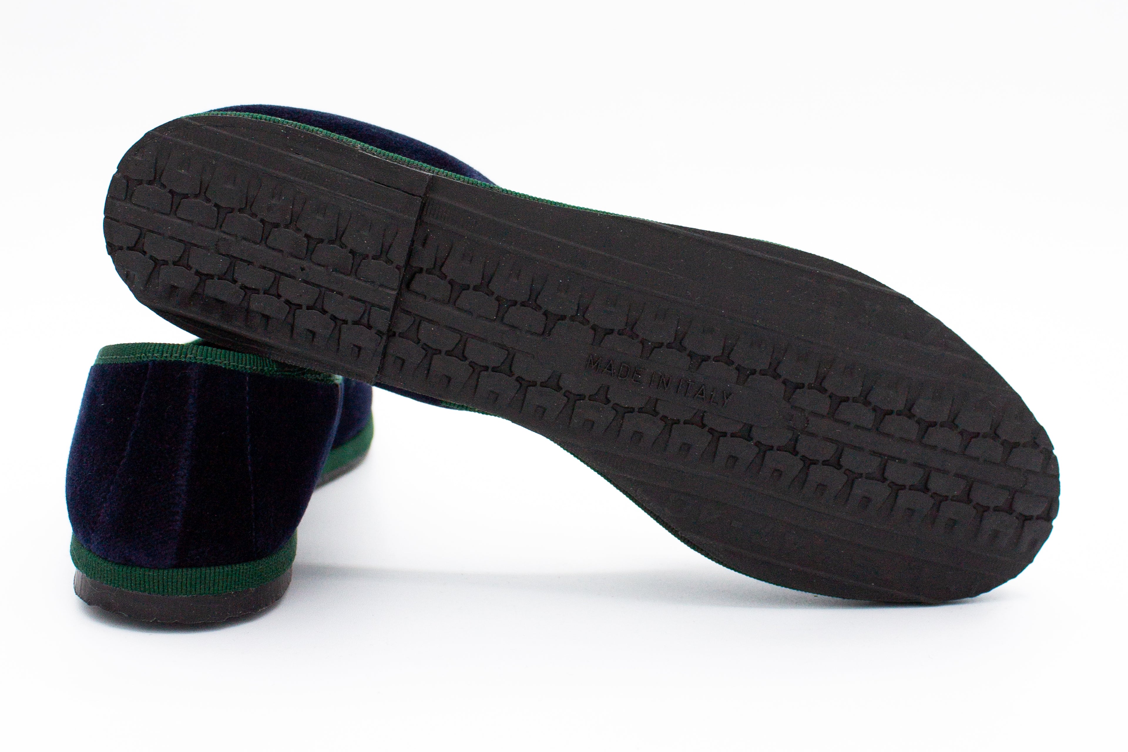 Blue-green bicolored velvet slippers