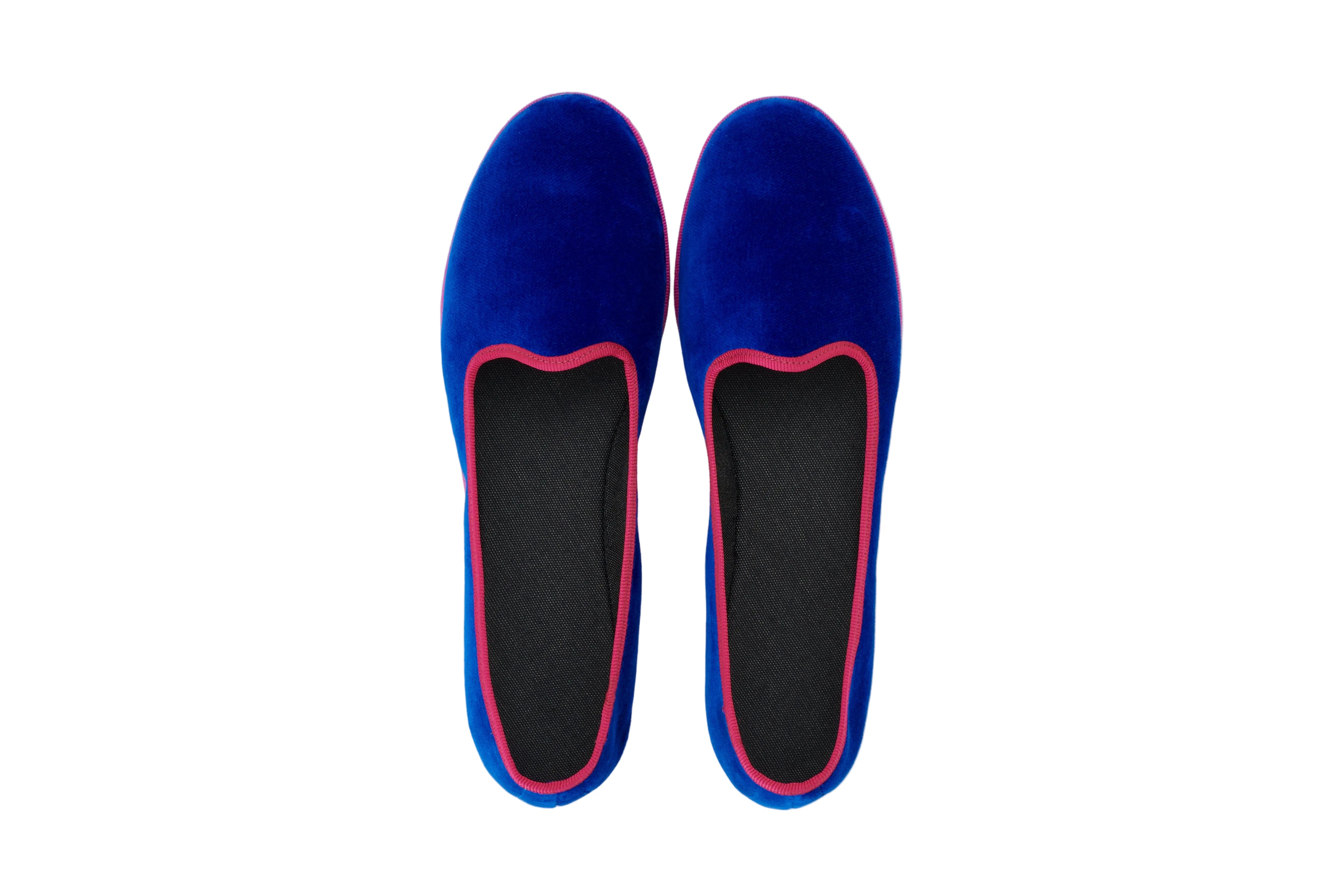 Blueette-fuchsia bicolored velvet slippers