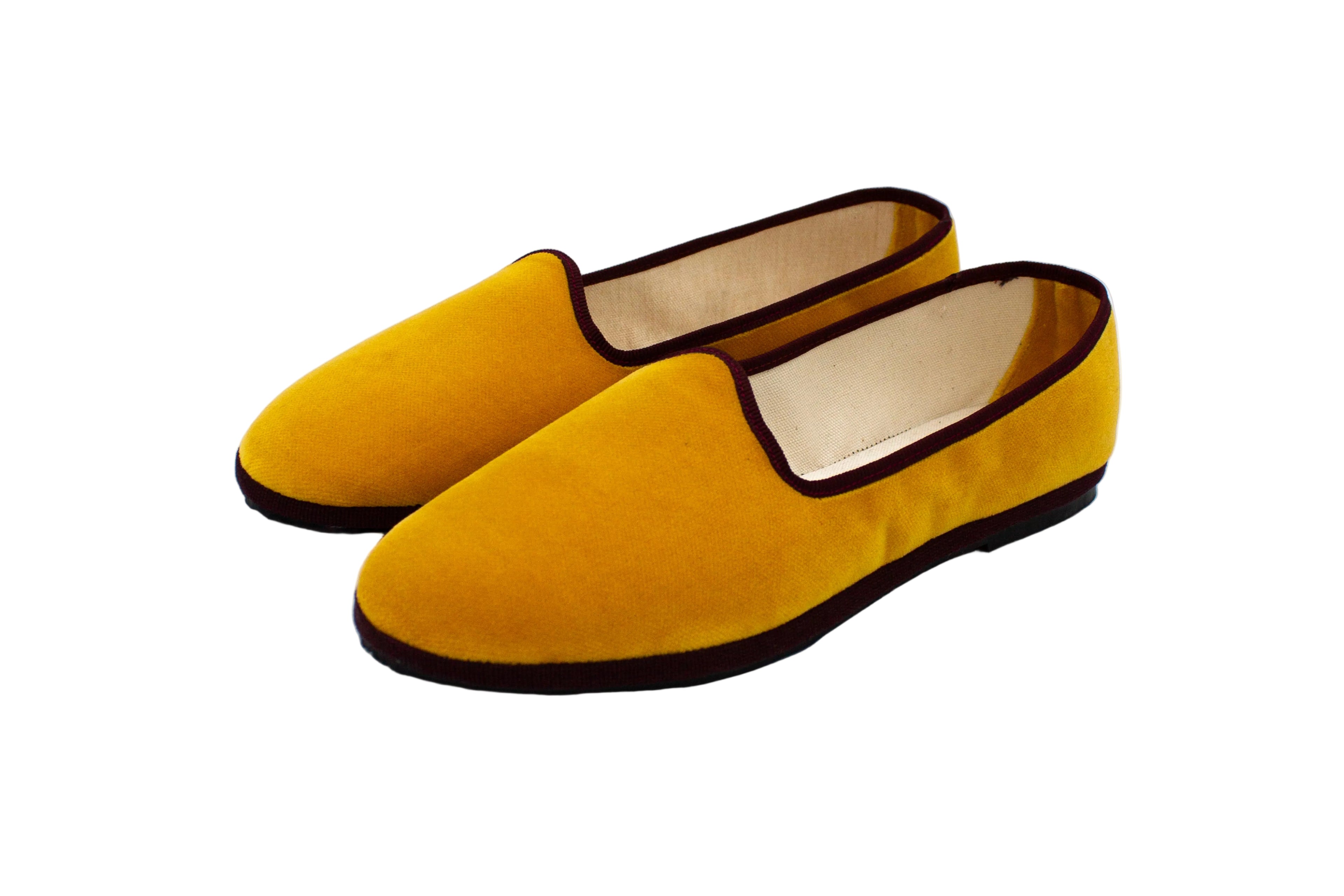 Friulane bicolore in velluto giallo-bordeaux