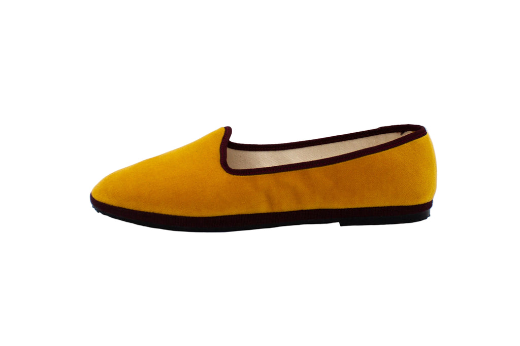 Friulane bicolore in velluto giallo-bordeaux