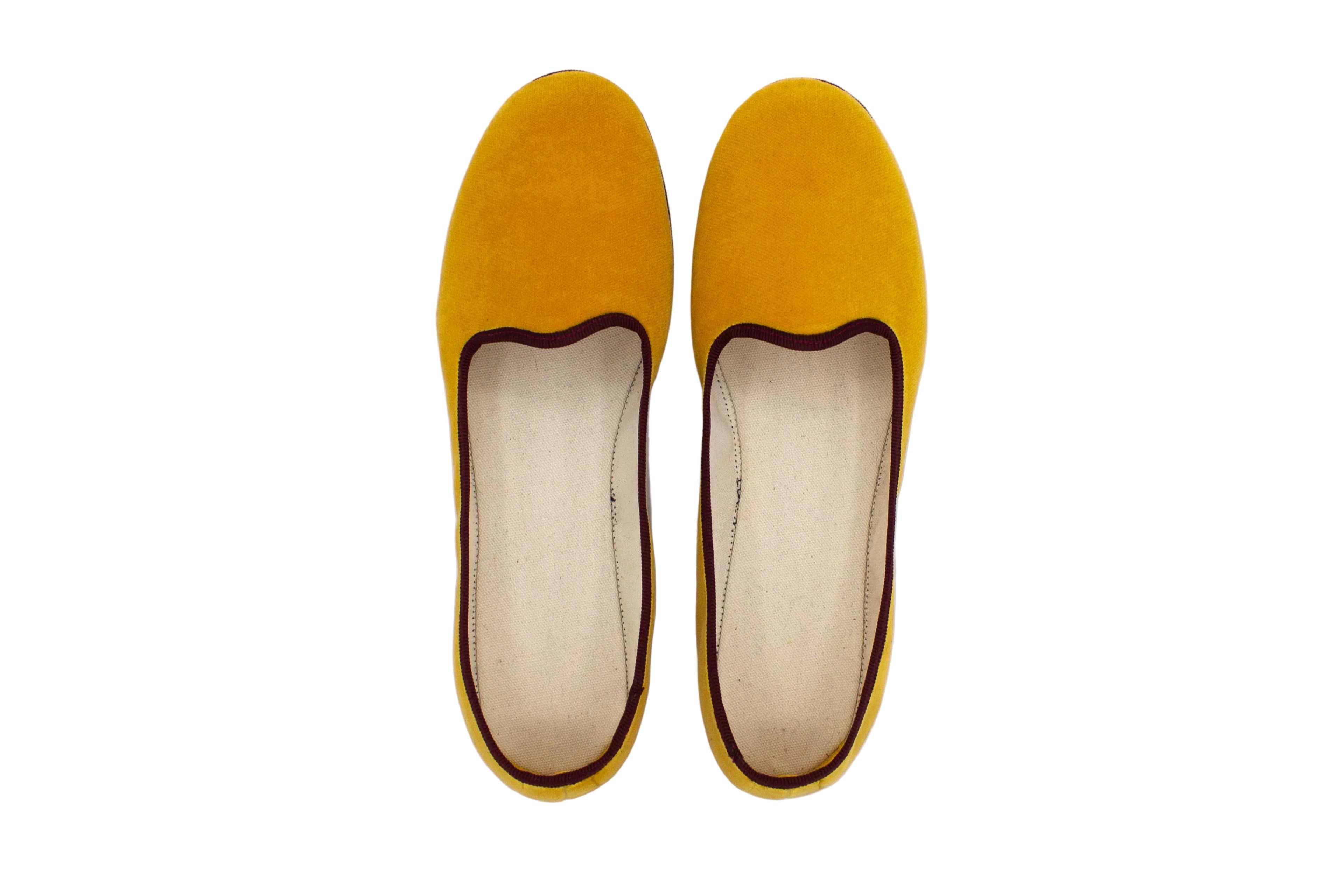 Friulane bicolore in velluto giallo-bordeaux