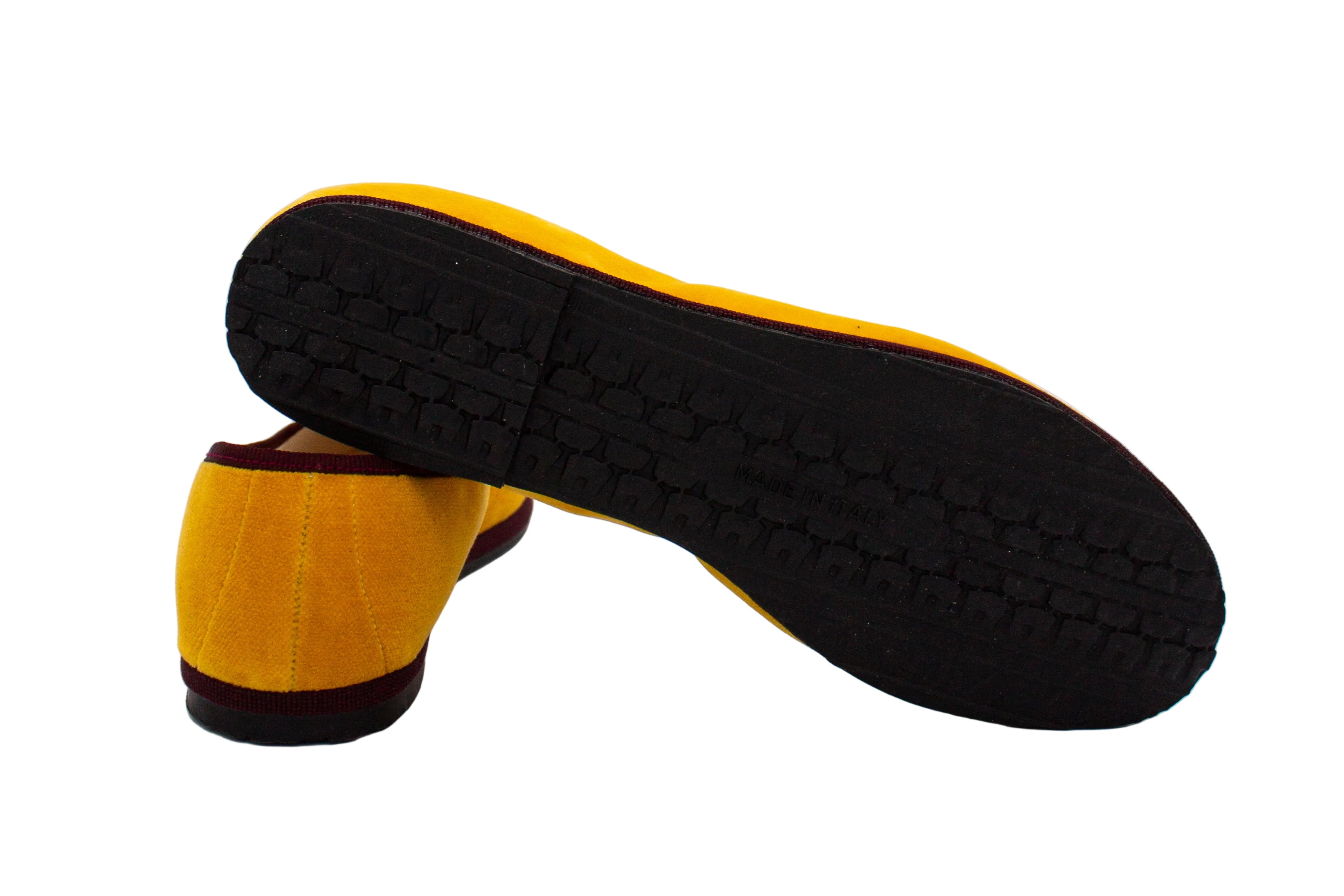 Friulane bicolore in velluto giallo-bordeaux