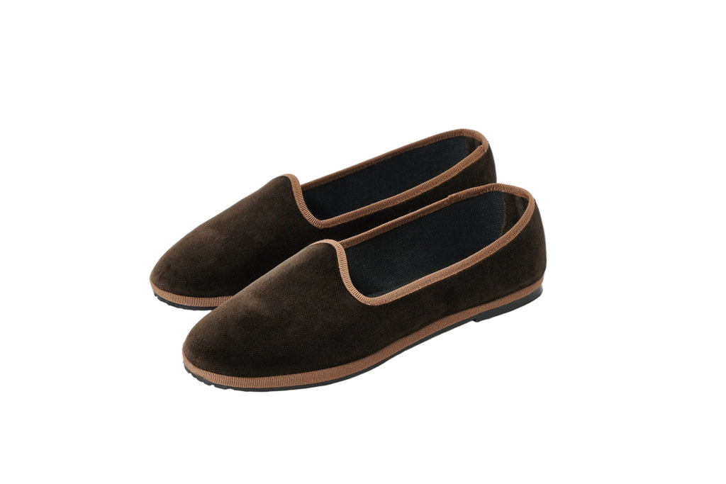 Two-tone Friulane in brown-caramel velvet