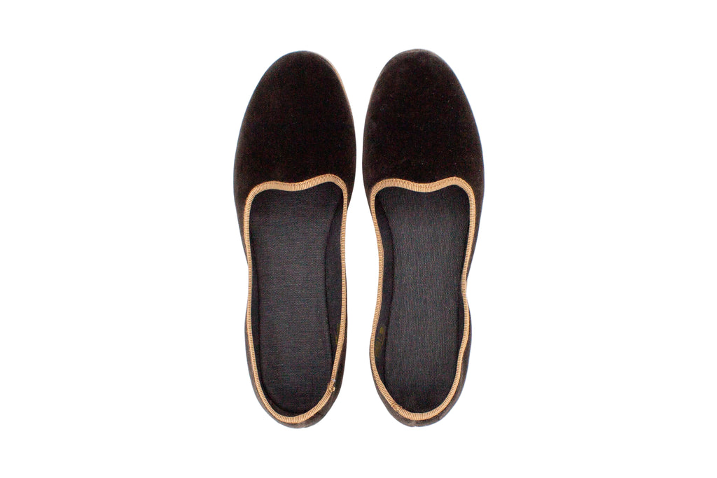 Two-tone Friulane in brown-caramel velvet