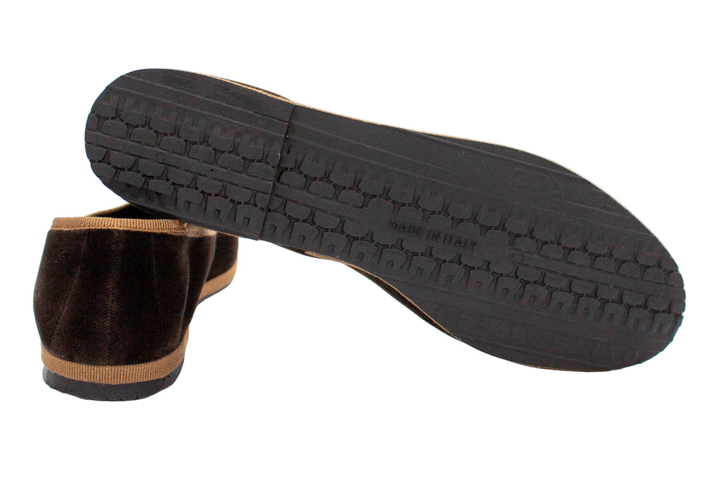 Two-tone Friulane in brown-caramel velvet