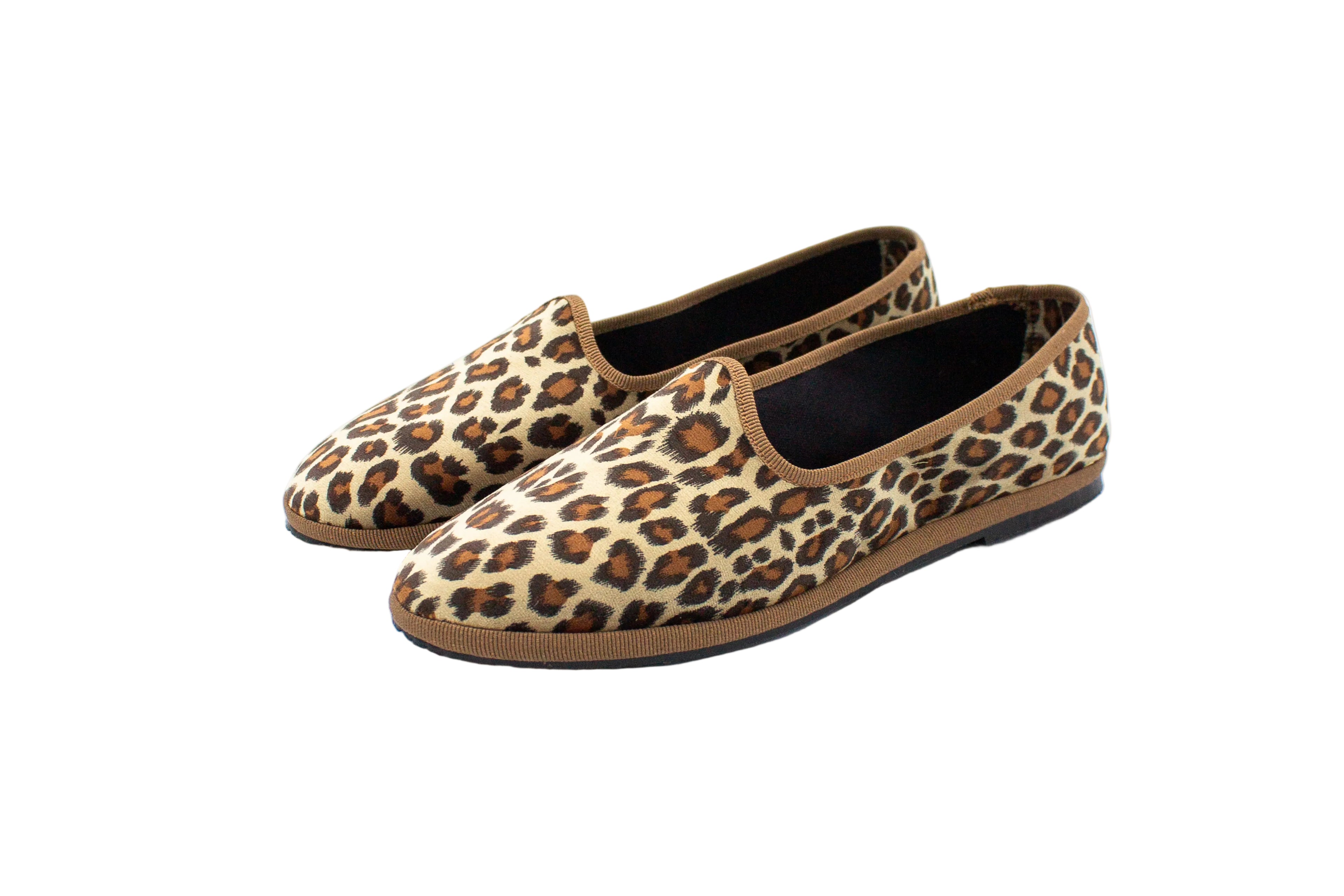 Friulane bicolore in velluto leopardo-camel