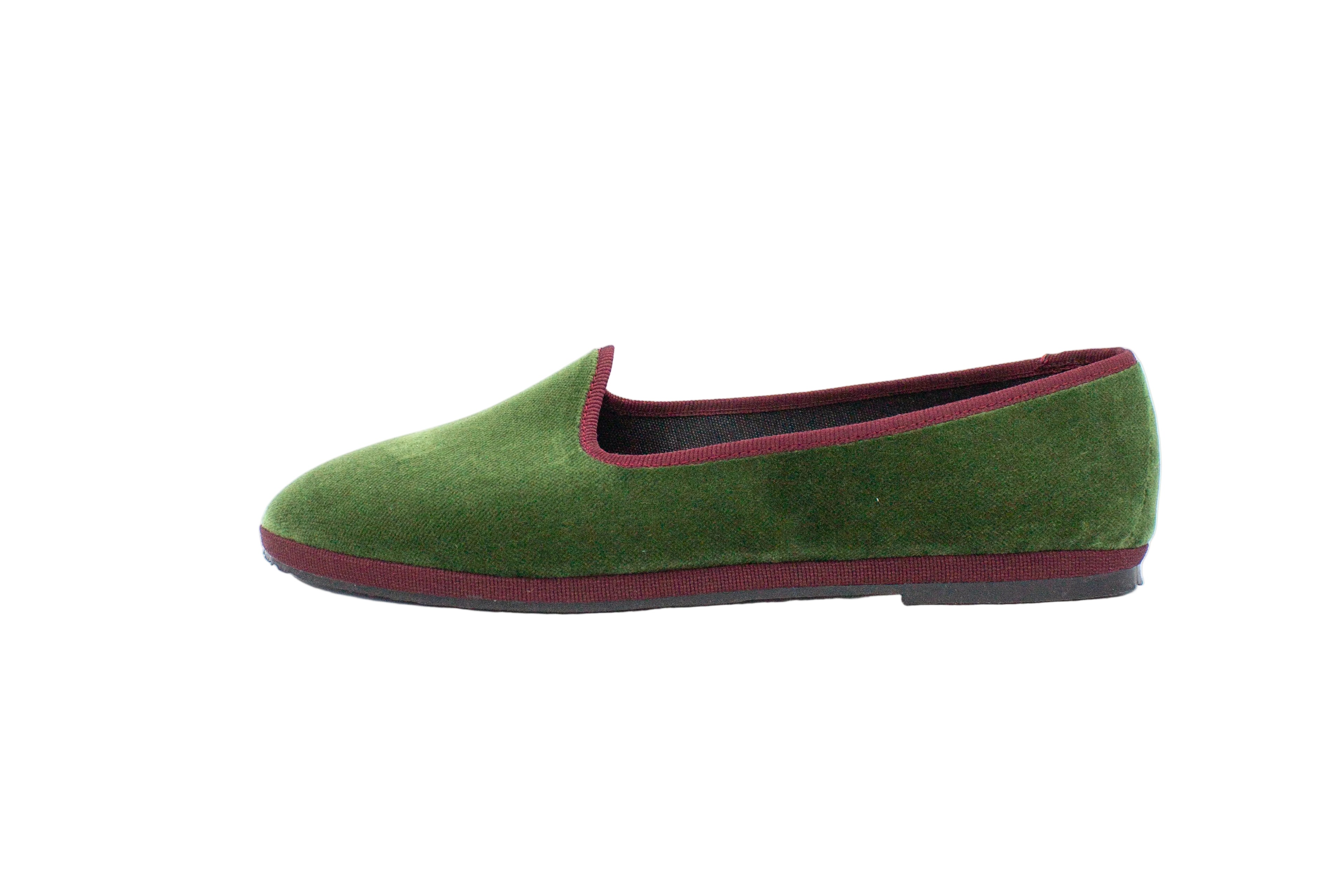 Friulane bicolore in velluto verde salvia-bordeaux