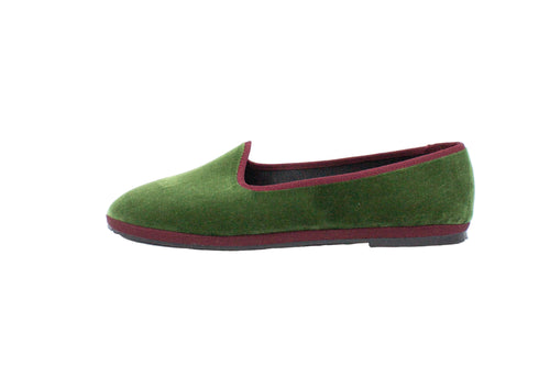 Friulane bicolore in velluto verde salvia-bordeaux