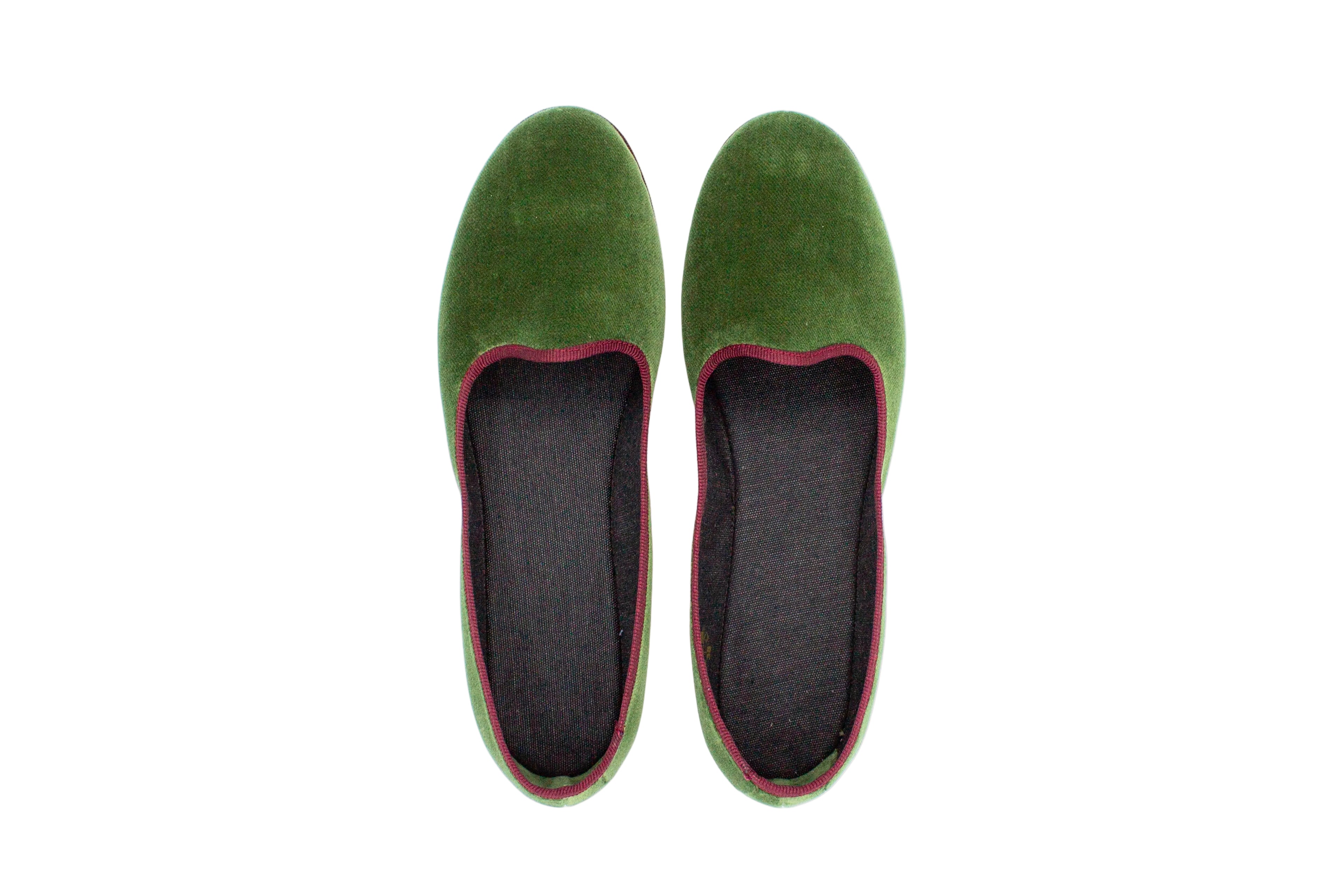 Friulane bicolore in velluto verde salvia-bordeaux