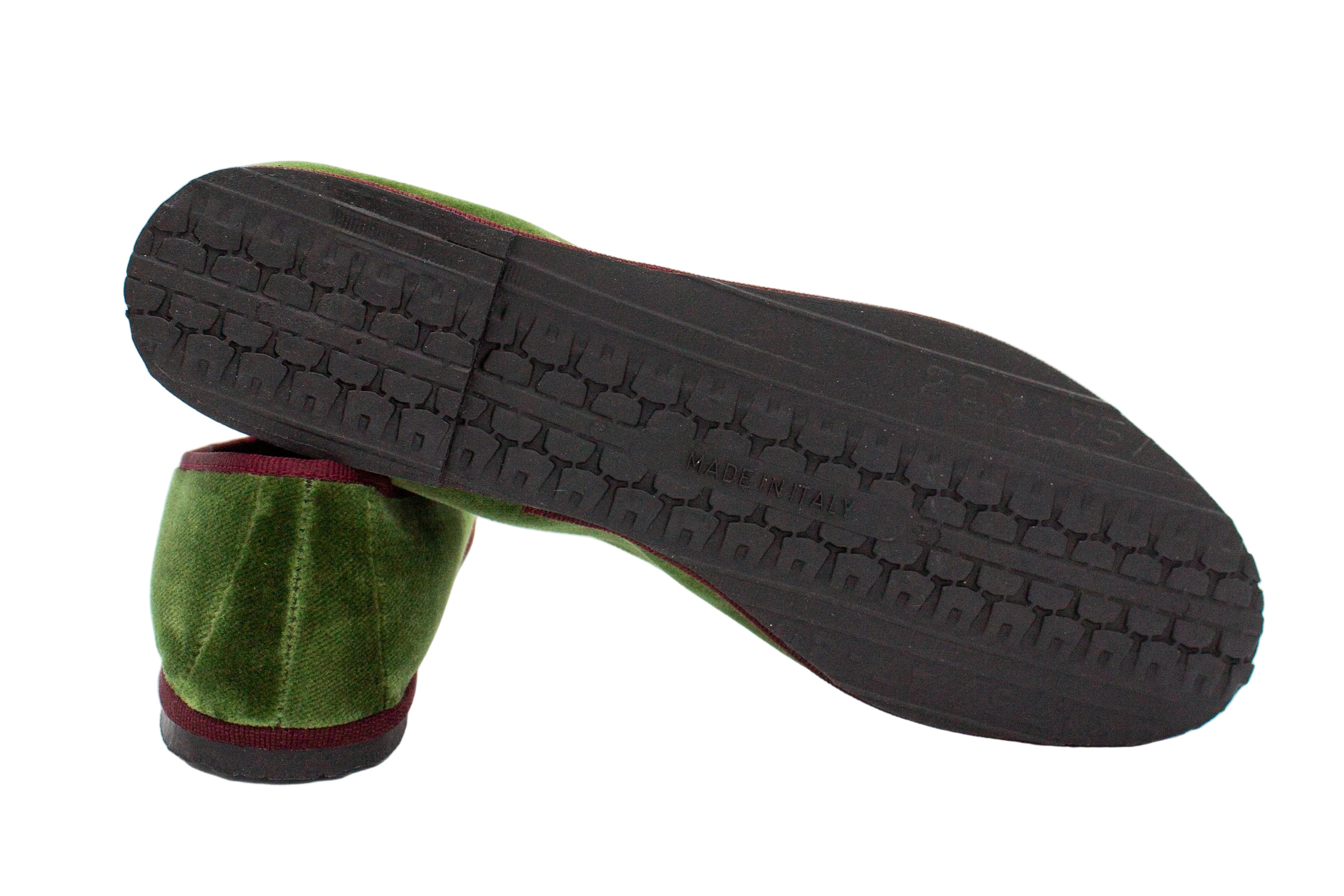 Friulane bicolore in velluto verde salvia-bordeaux