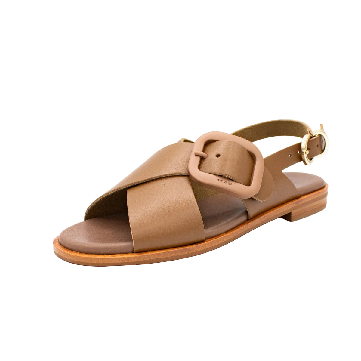 Sandali a due fasce in pelle cuoio mou