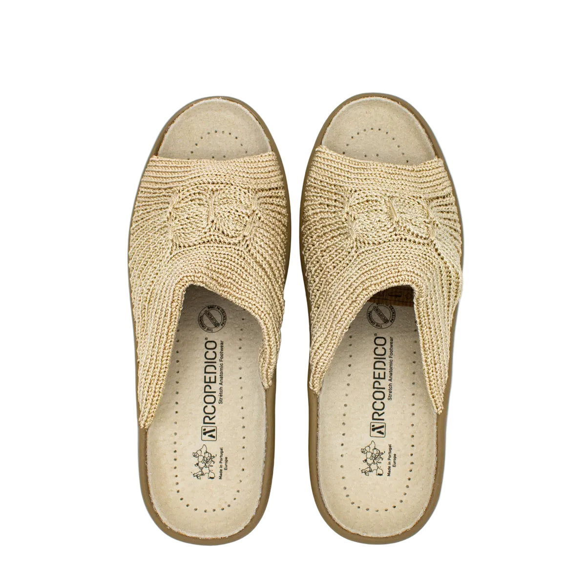 Ciabatte spuntate Splash in tessuto a rete beige