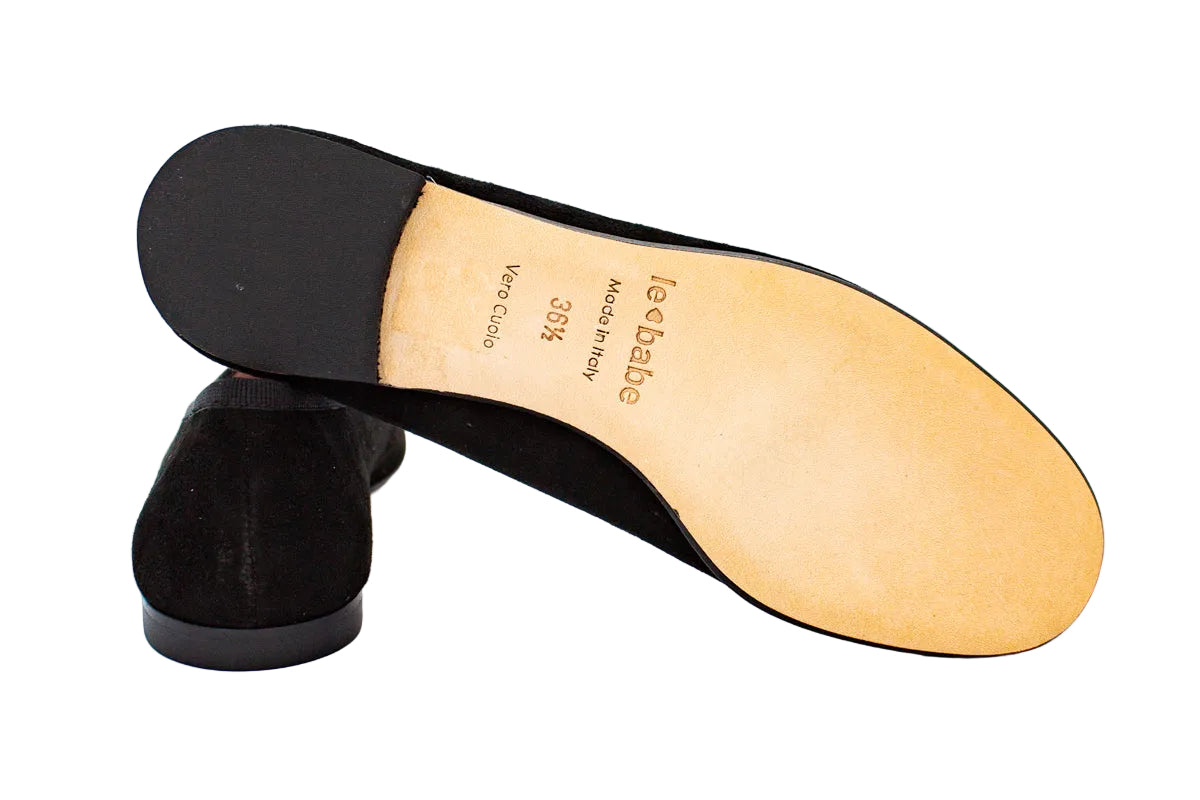 Ballerine in camoscio con punta arrotondata nero