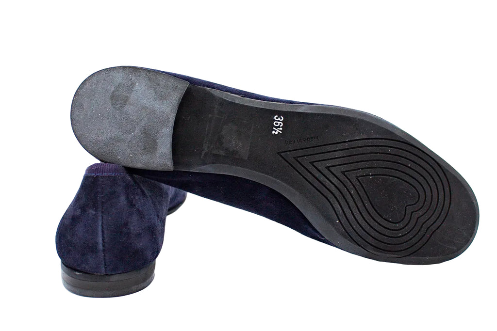 Ballerine in camoscio con punta arrotondata blu