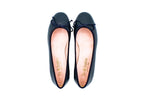 Ballerine in pelle con punta arrotondata blu