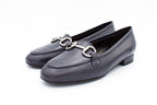 Blue leather loafers with buckle