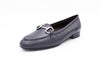 Blue leather loafers with buckle