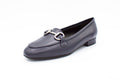 Blue leather loafers with buckle