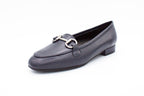 Blue leather loafers with buckle