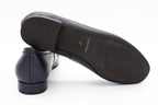 Blue leather loafers with buckle