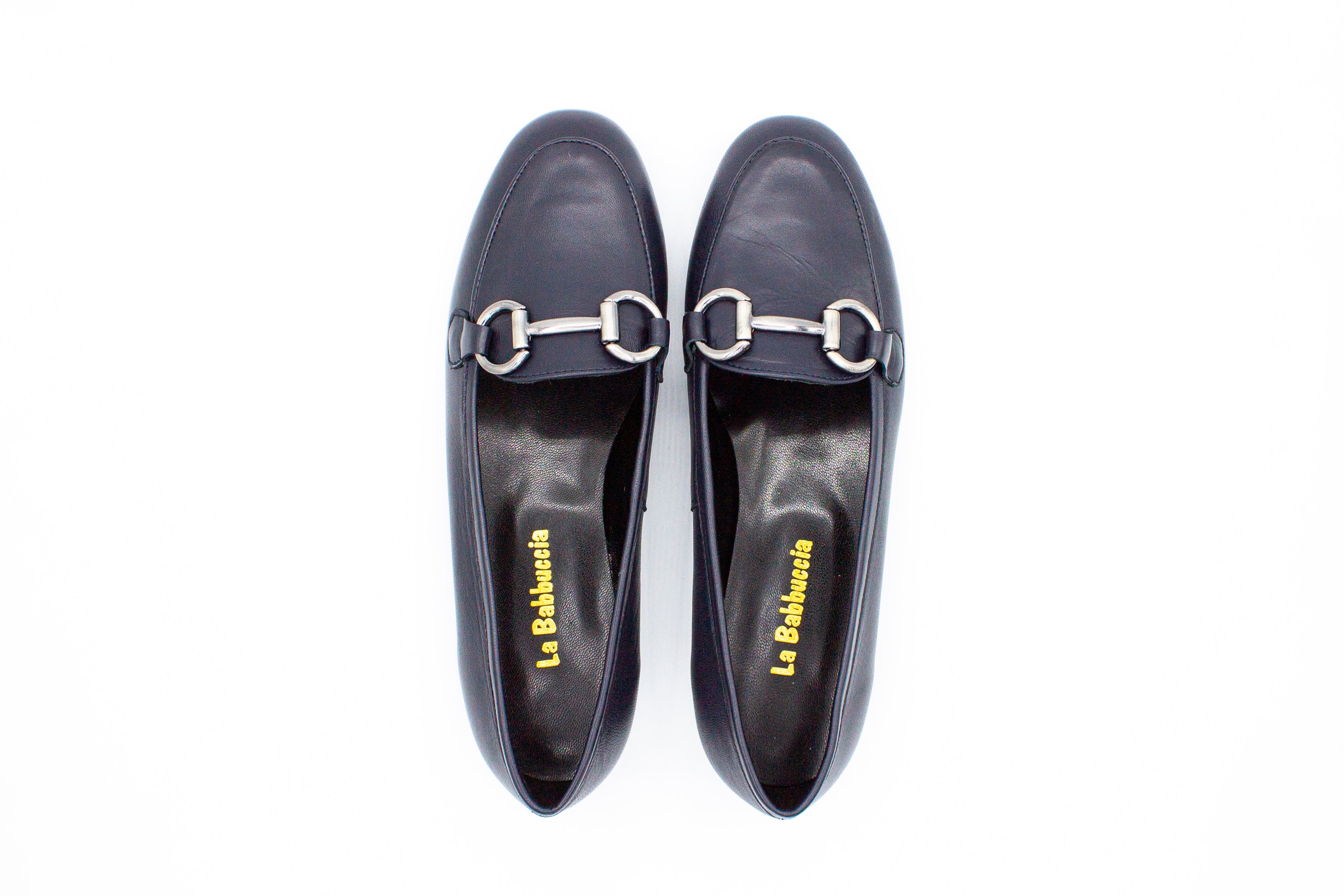 Blue leather loafers with buckle